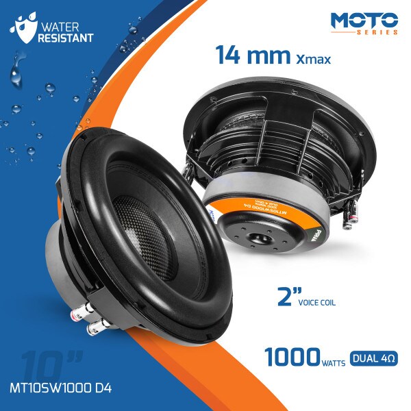 Main product image for PRV Audio MT10SW1000 D4 Moto Series 10" Shallow Subwoofer DVC 4x4 Ohm267-8046